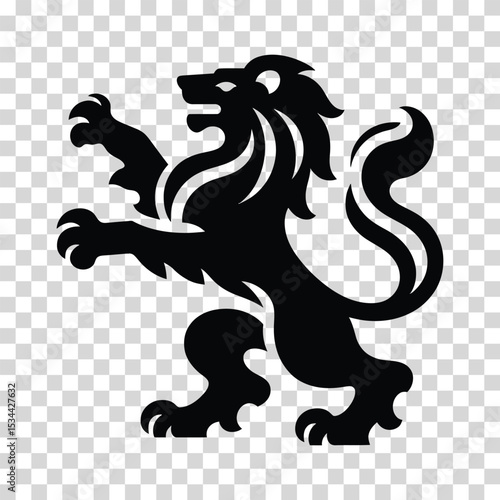 Heraldic coat of arms illustration with a tribal dragon and lion design