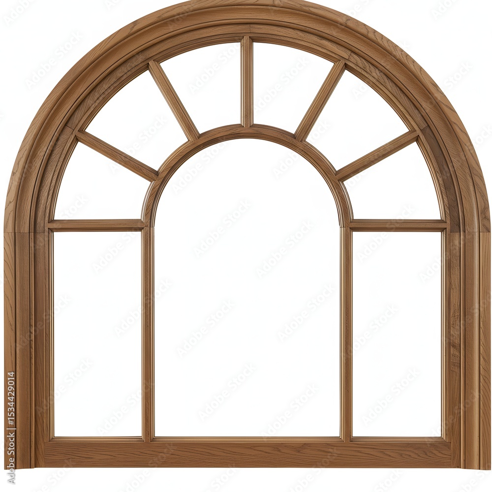 Fototapeta premium Arched Window Frame with Wooden Grid
