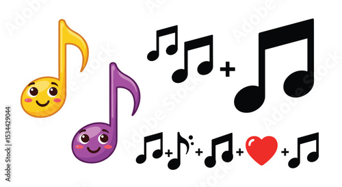 Melody of Emotions Harmony of Sound Combination of Colorful Musical Notes Concept