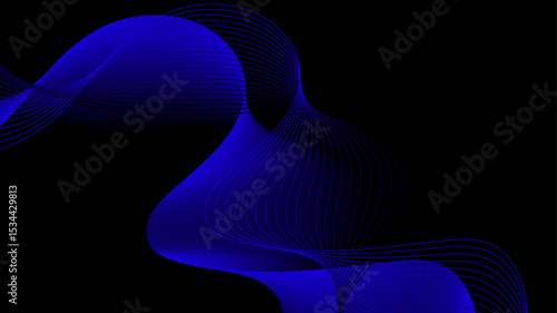 Blue Abstract Fluid Wave on Black background