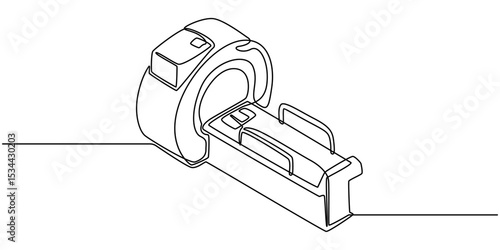 MRI machine. One line, CT Scanner continuous one line drawing minimalism design, Ct Scanner continuous one line drawing