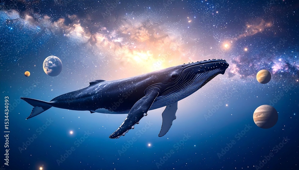 Fototapeta premium A Cosmic Whale Journey Through The Deep Space Universe