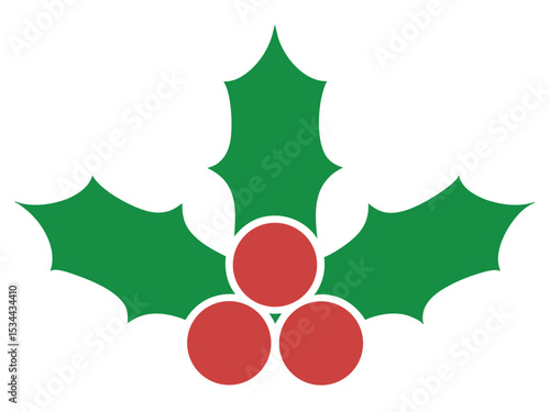 Christmas holly berry flat vector illustration icons set ,Cartoon holly leaves and berries
