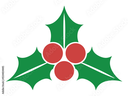 Christmas holly berry flat vector illustration icons set ,Cartoon holly leaves and berries
