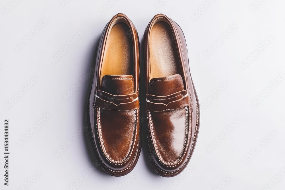 Pair of brown leather loafers (2) Pair of brown leather loafers (2)