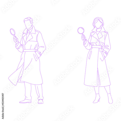 detective lineart illustration