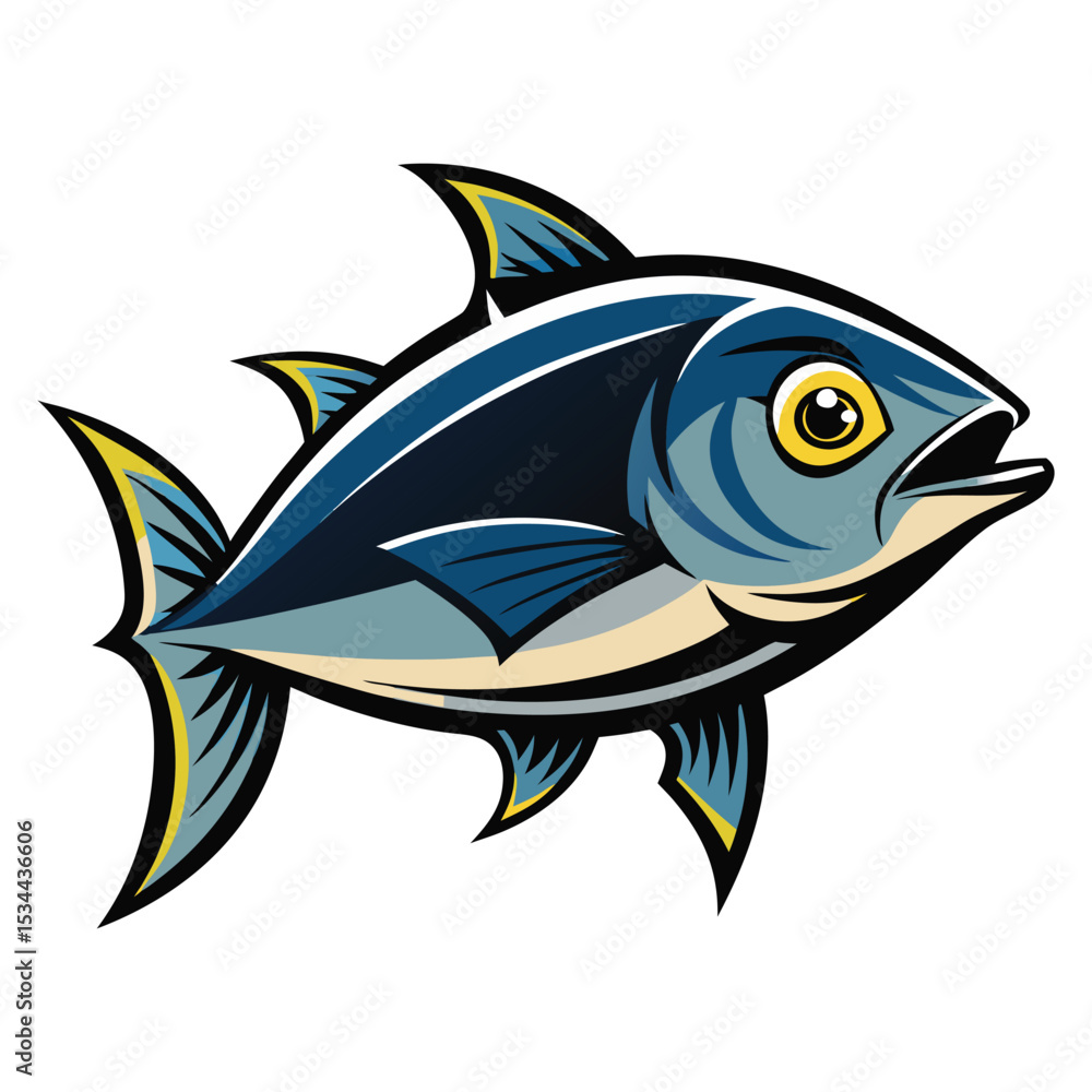Fototapeta premium Cartoon vector illustration of an aquatic animal fish, perfect for marine nature and ocean design