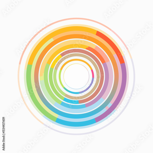 gentle loop of concentric circles softly expanding and contracting, each ring changing vibrant colors