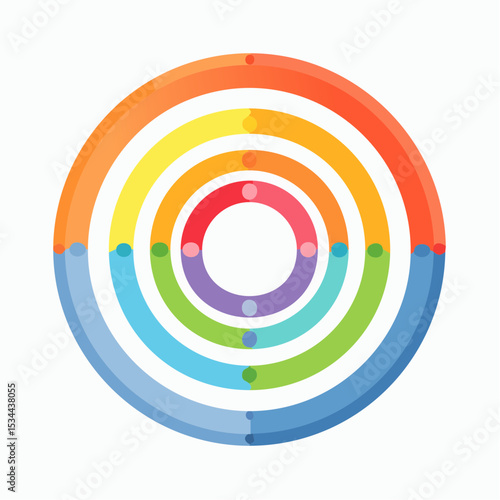 gentle loop of concentric circles softly expanding and contracting, each ring changing vibrant colors