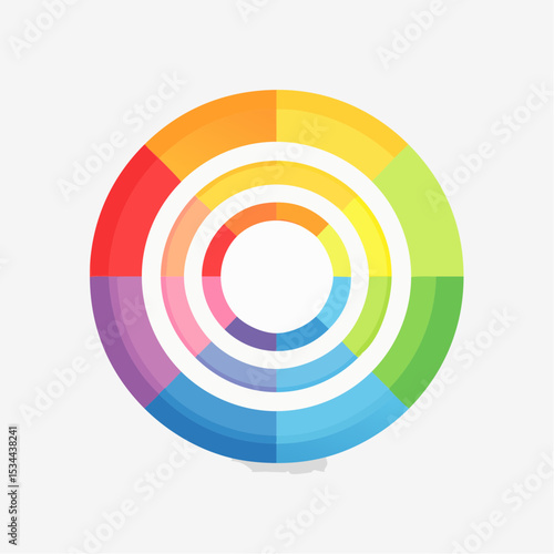 gentle loop of concentric circles softly expanding and contracting, each ring changing vibrant colors