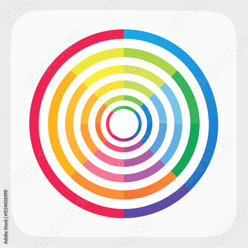 gentle loop of concentric circles softly expanding and contracting, each ring changing vibrant colors