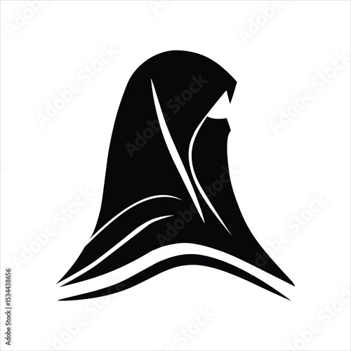 Black Abstract Silhouette Woman Wearing Niqab Islamic Headscarf Elegant Design hijab muslim