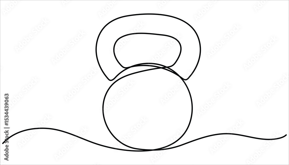 Obraz premium Kettlebell continuous line art drawing. Kettlebell one line icon. Vector illustration. Continuous one line drawing kettlebell for exercise. Gym, fitness concept.