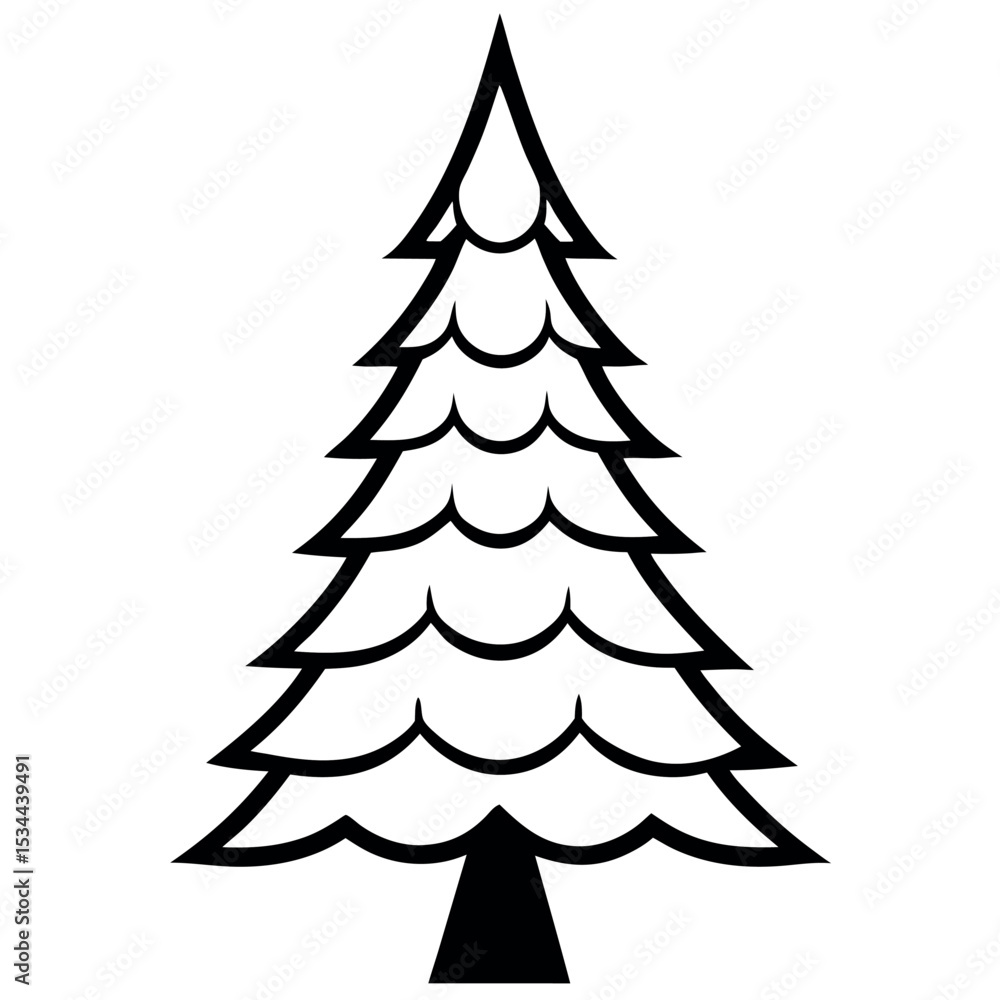 Obraz premium Black Line Art Symmetrical Fir Tree Cone Shape vector 3
