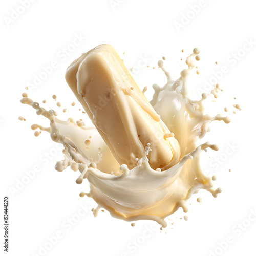 Indian Kulfi Floating with Milk Swirl Effect  