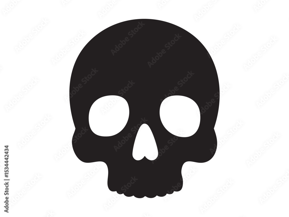 Black silhouette of human skull isolated on white background, graphic illustration. concept of vintage, anatomy, horror, macabre, design element, halloween decor, death symbol Black silhouette of human skull isolated on white background, graphic illustration. concept of vintage, anatomy, horror, macabre, design element, halloween decor, death symbol