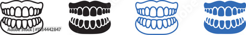 Four variations of denture icon illustrations