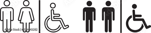 Restroom symbols male female wheelchair accessible