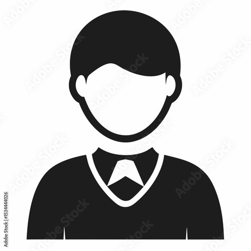 Corporate male avatar in suit, faceless icon with minimal lines. Business profile and anonymity concept for software, HR platforms, consulting firms.