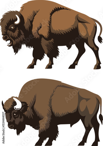 bison buffalo silhouette vector sticker pack