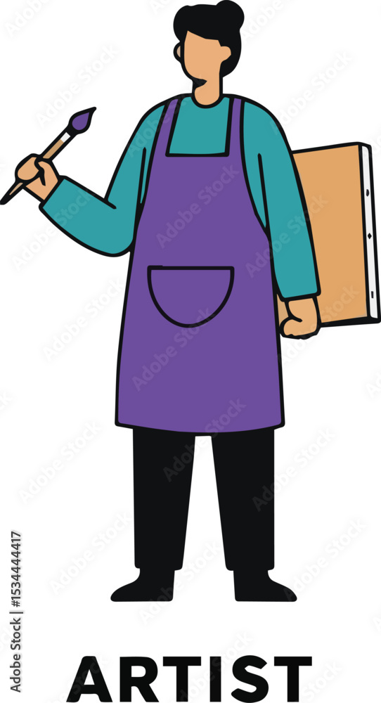 Ultra-Smooth Minimalist Vector Illustration of a Artist. Ultra-Smooth Minimalist Vector Illustration of a Artist.