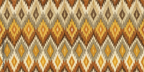 Vibrant geometric pattern featuring warm earthy tones and diamonds.