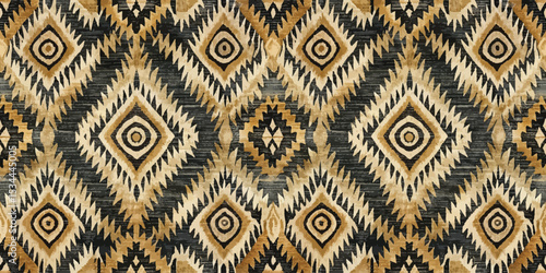 Geometric pattern with rich earthy tones in a diamond motif.