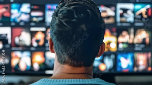 Person Watching Streaming Service on TV Screen