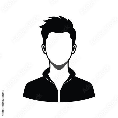 Young man silhouette vector illustration. Profile, avatar, user identity, head, or character design

