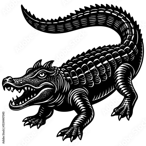 crocodile on black background
