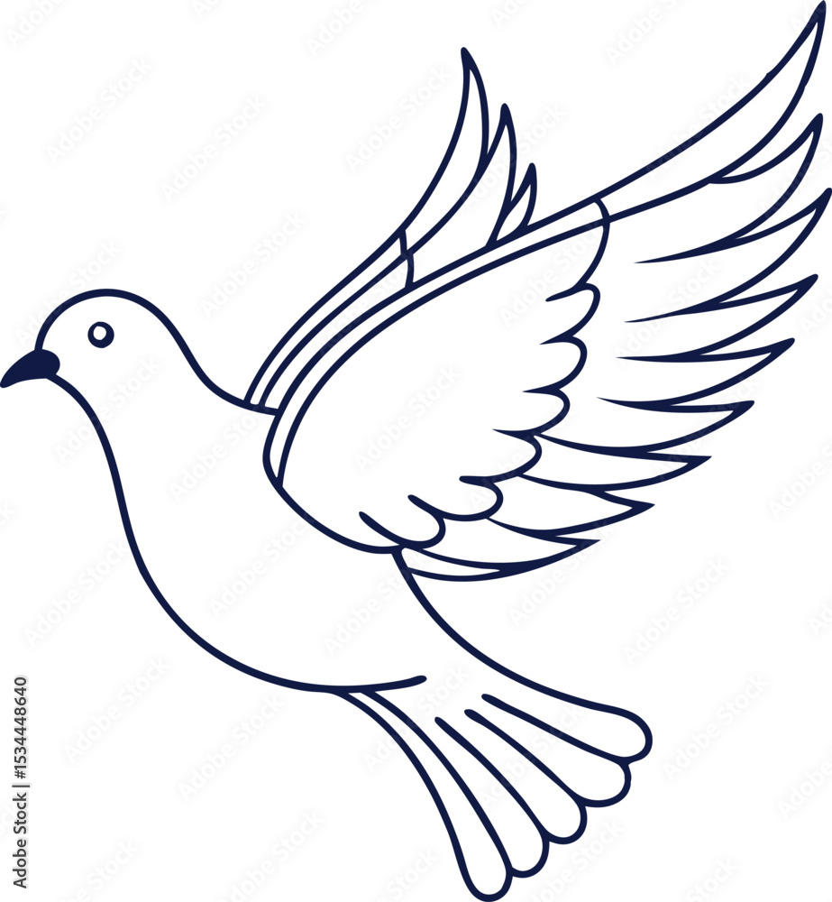 Obraz premium Dove Bird Line Drawing Vector Art