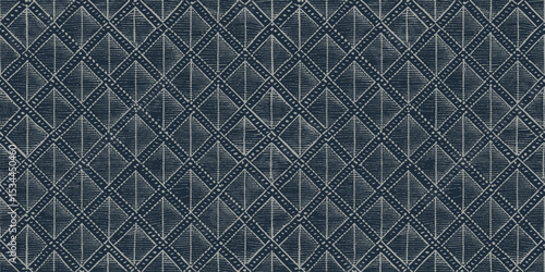 Geometric blue and white pattern with intricate diamond shapes.