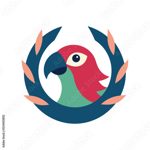 parrot head in wreath vector 