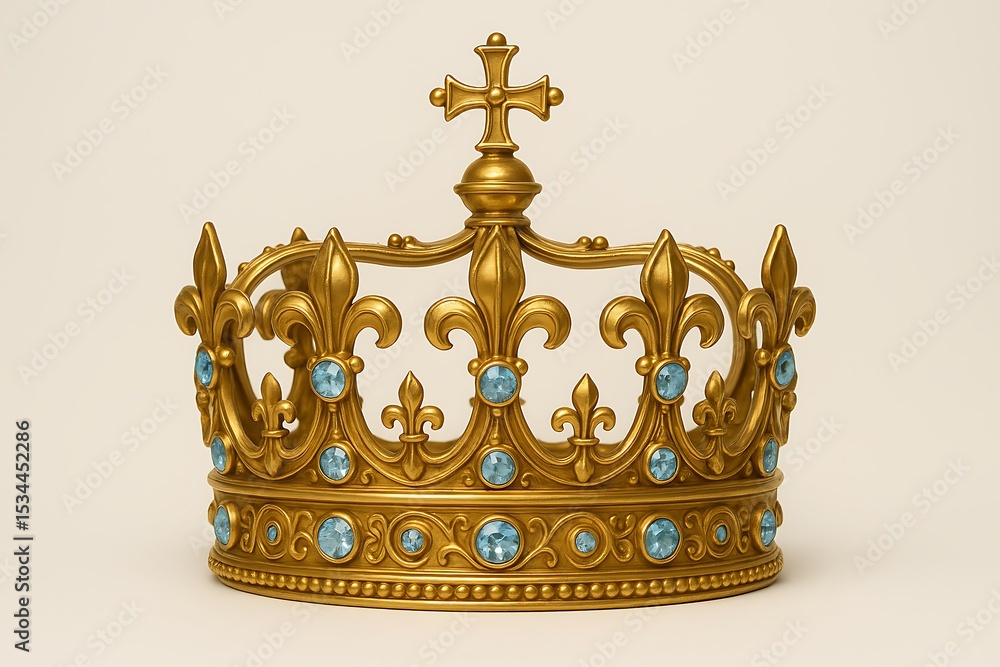 Majestic Gold Crown with Blue Gemstones Royalty, Power, and Elegance Majestic Gold Crown with Blue Gemstones Royalty, Power, and Elegance