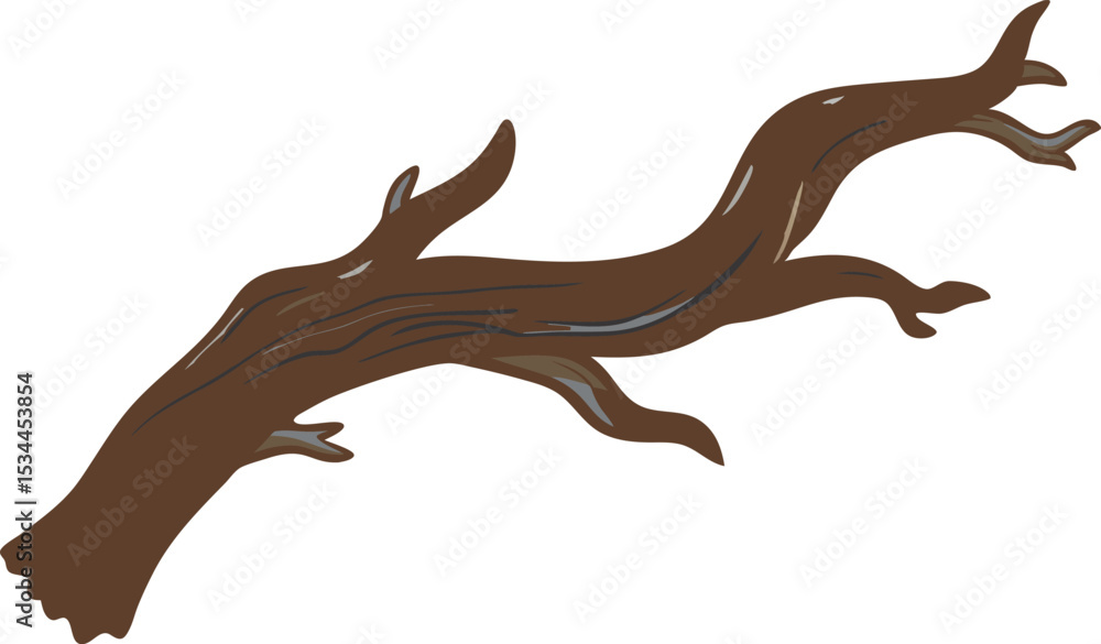 Fototapeta premium Realistic Driftwood Branch Drawing