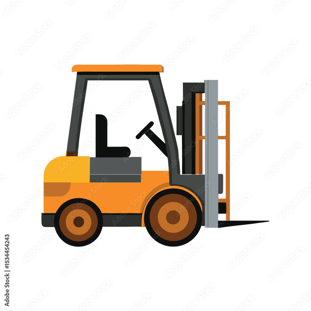Fototapeta premium Forklift Clipart Vector Illustration – Industrial Vehicle Icon, Warehouse Equipment, Logistics Transport Graphic