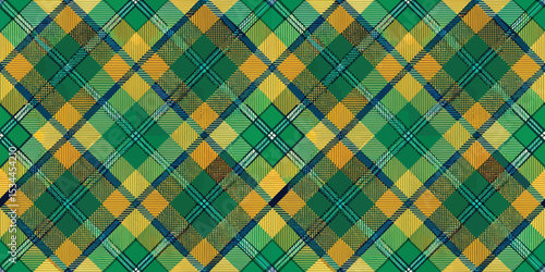 Vibrant green and yellow plaid pattern in a geometric design.