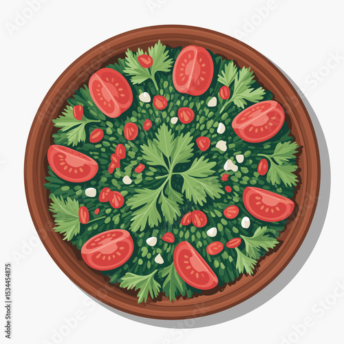 Traditional Tabbouleh Salad with Parsley and Tomatoes