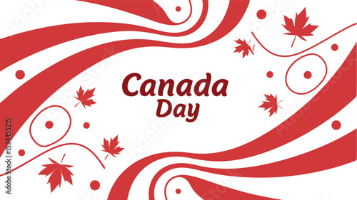 Celebrate Canada Day A spirited vector graphic background for Canada Day, adorned with red maple leaves and festive elements, embodying national pride and celebration.