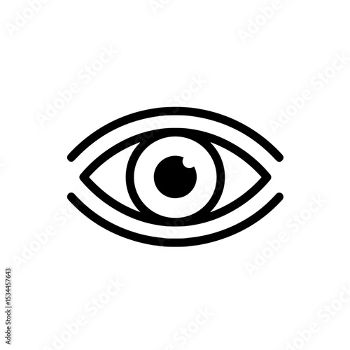 Eye icon in black outline design on a white background  