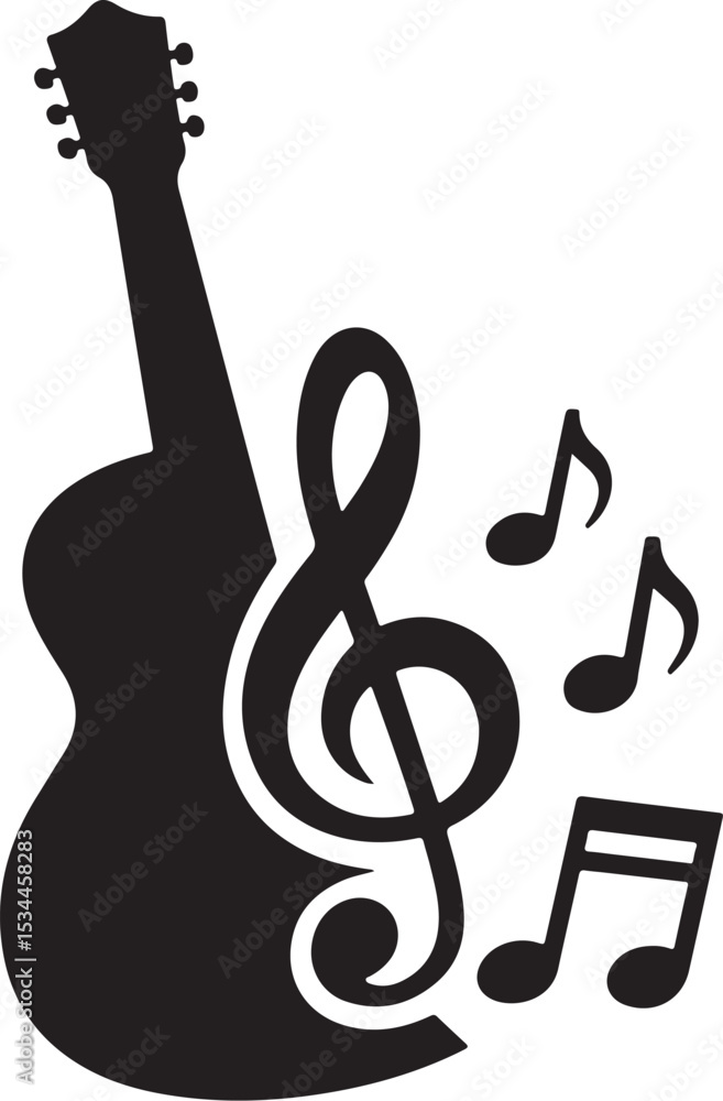 Naklejka premium music notes on a white background silhouette