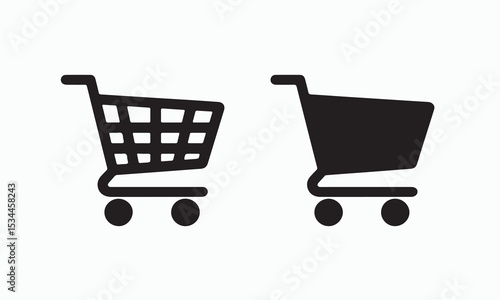 Shopping cart icons detailed and simplified versions