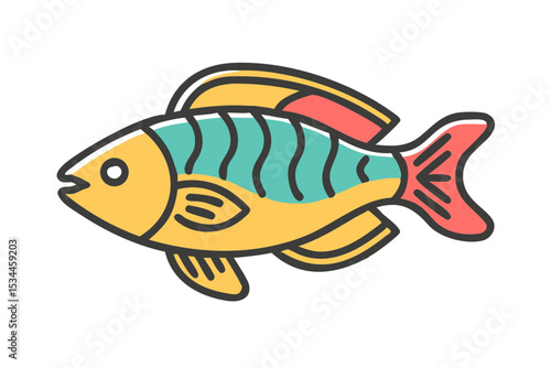 Vibrant Colorful Fish Illustration Perfect for Tropical Designs