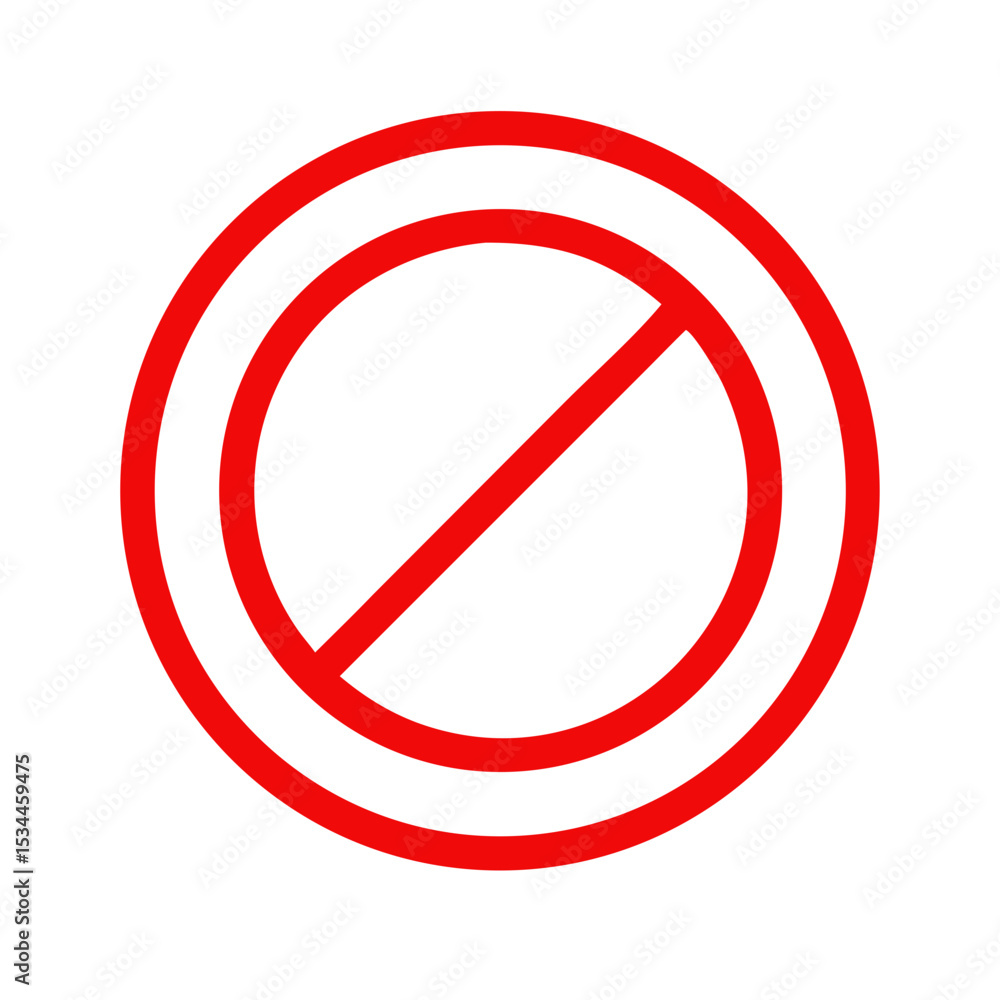 Prohibition Symbol Red Circle with Diagonal Line Graphic Design Element Prohibition Symbol Red Circle with Diagonal Line Graphic Design Element