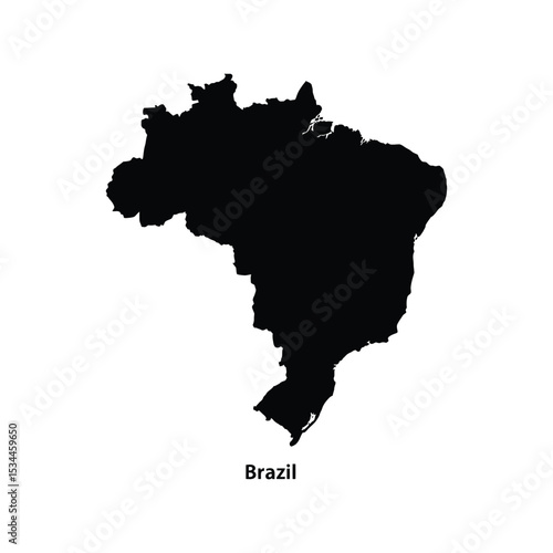 Brazil Map Silhouette Vector Illustration – Filled Country Shape, South America, Travel, Geography Art

