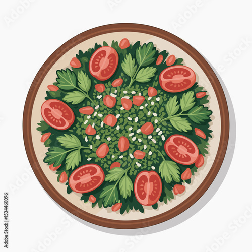 Traditional Tabbouleh Salad with Parsley and Tomatoes