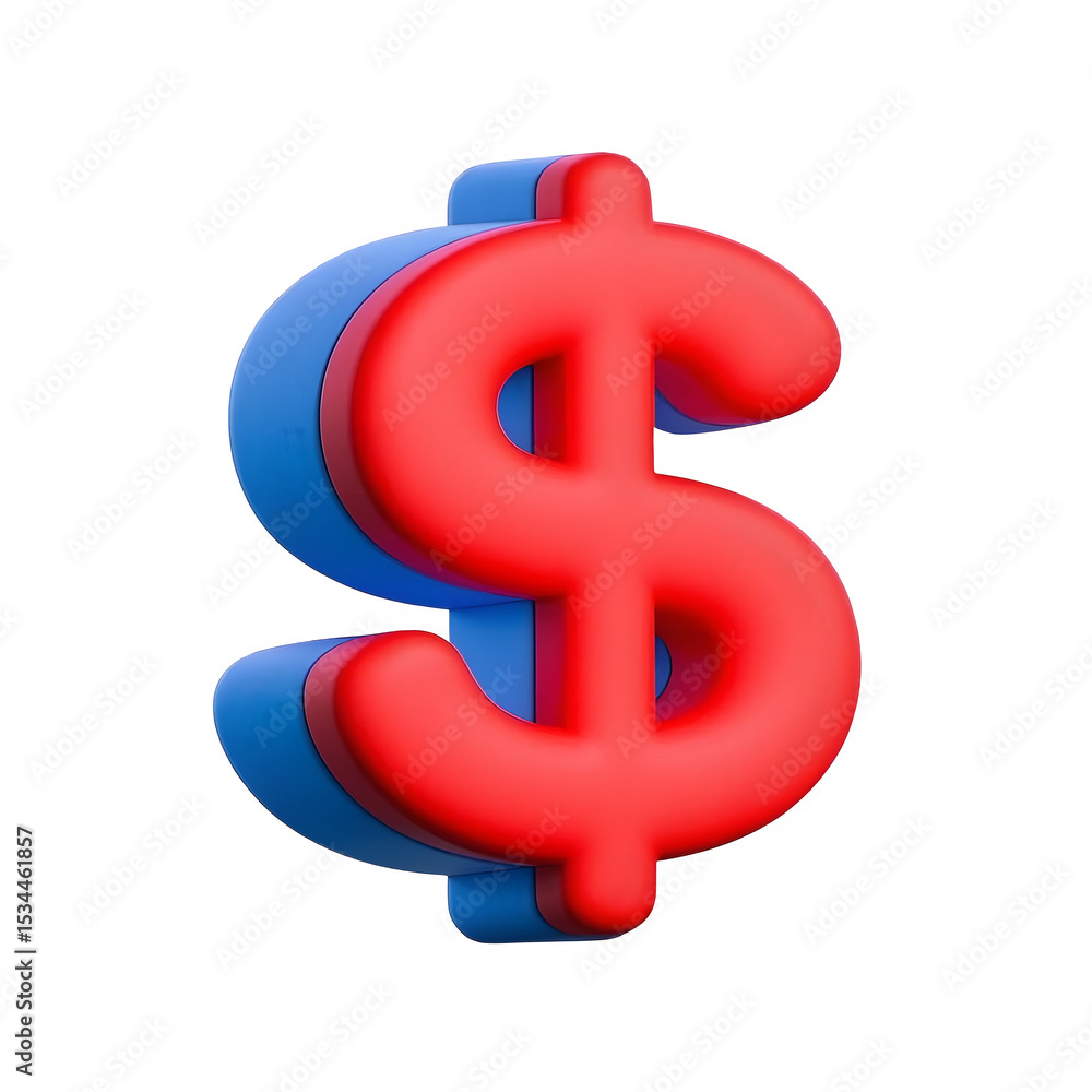 Obraz premium Red and Blue Dollar Sign Isolated on Transparent Background