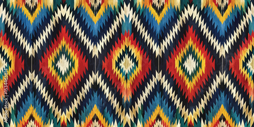 Colorful geometric pattern in vibrant hues and intricate designs.