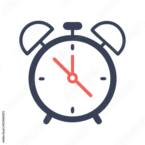 Alarm Clock Vector Illustration – Wake Up Timepiece, Morning Bell, School Timer, Bedroom Decor, Retro Art


