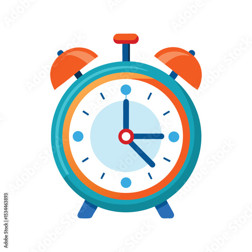 Alarm Clock Vector Illustration – Wake Up Timepiece, Morning Bell, School Timer, Bedroom Decor, Retro Art

